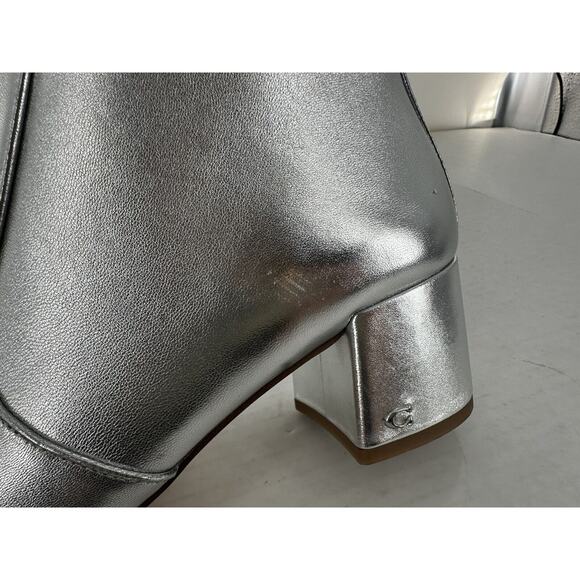 Coach Ankle Noah Bootie Sz 9.5 Silver Metallic Leather Almond Toe Amputee Left - Picture 5 of 15